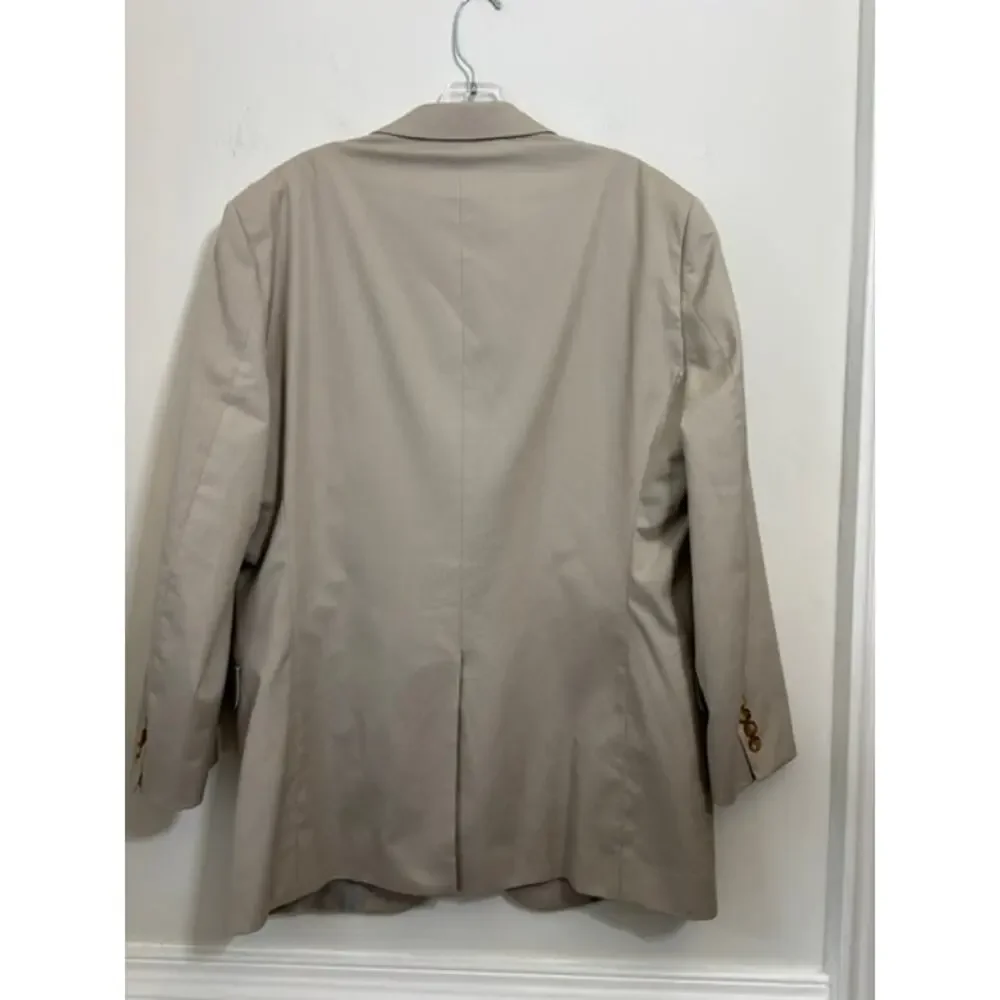 Brooks Brothers Brookscool Poplin Blazer Sport Coat Cotton Coolmax Tan 44R